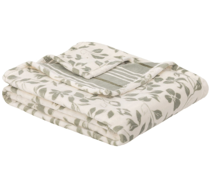 Berkshire 60x70 Twin Print Reversible Floral & Stripe Throw — View 14