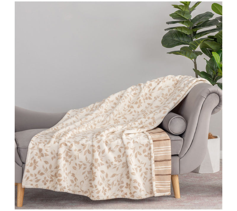 Berkshire 60x70 Twin Print Reversible Floral & Stripe Throw — View 7