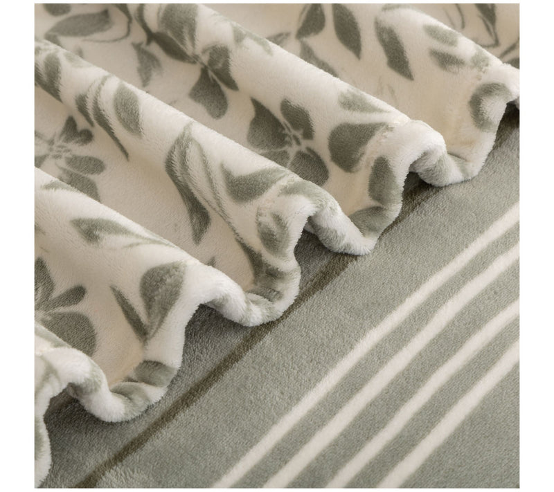 Berkshire 60x70 Twin Print Reversible Floral & Stripe Throw — View 12