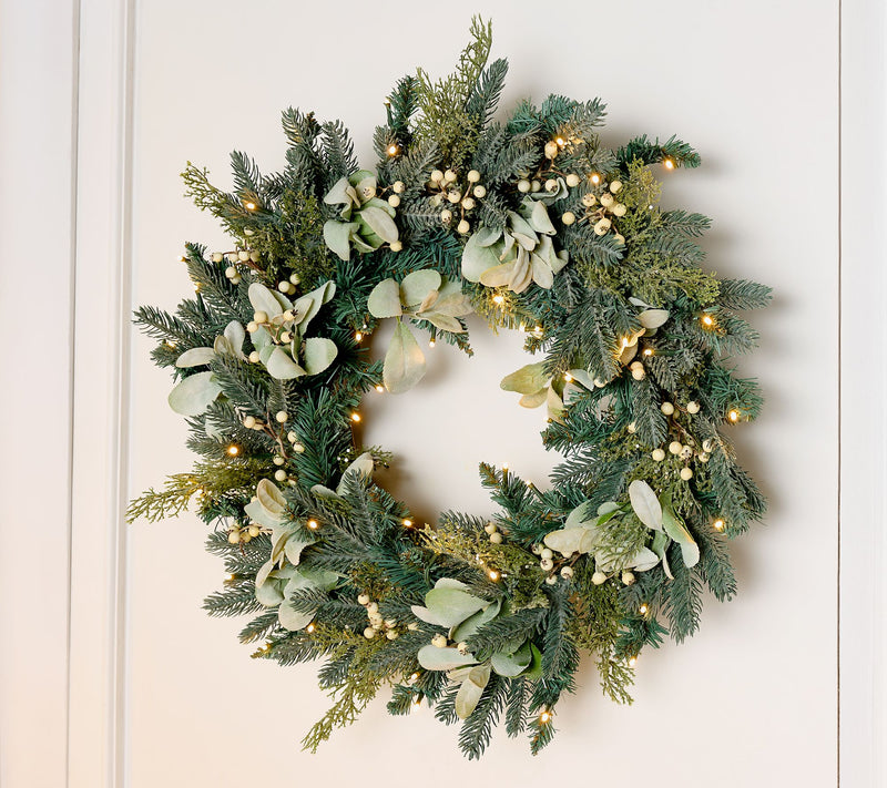 "As Is" Martha Stewart 24" Illuminated Sage & Berry Wreath — Main view