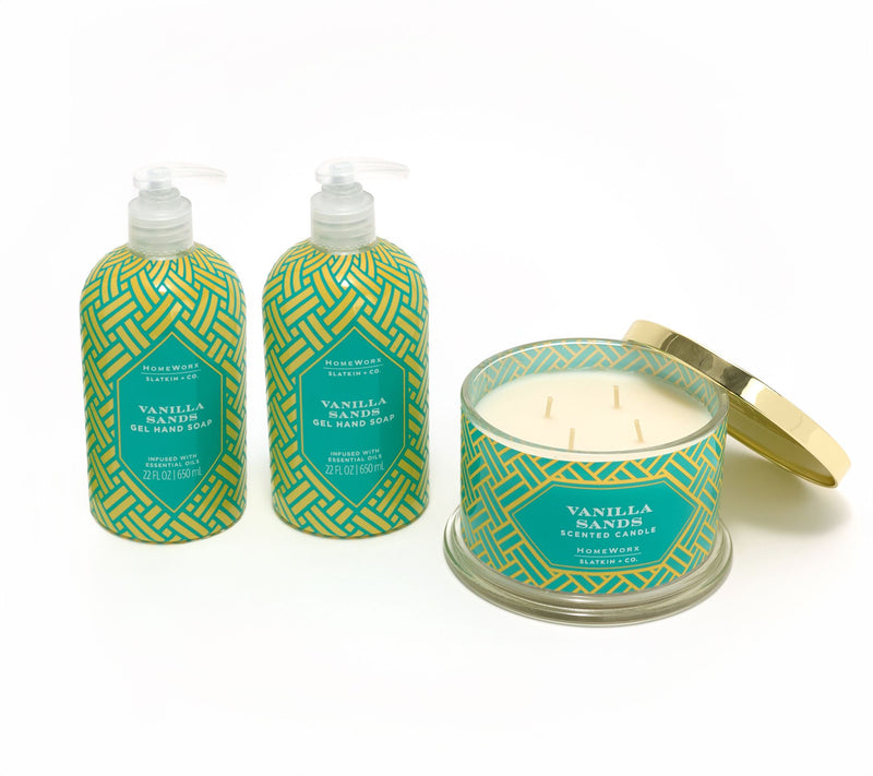 HomeWorx by Slatkin + Co. Candle & S/2 Gel Hand Soaps Vanilla Sand — Main view