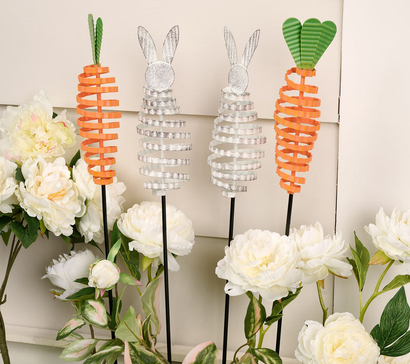 Home Reflections S/4 24" In/Outdoor Metal Stakes Bunny & Carrot — Main view