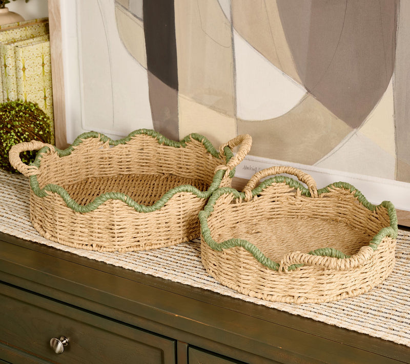 Home Reflections S/2 Nesting Scalloped Basket Trays — View 2