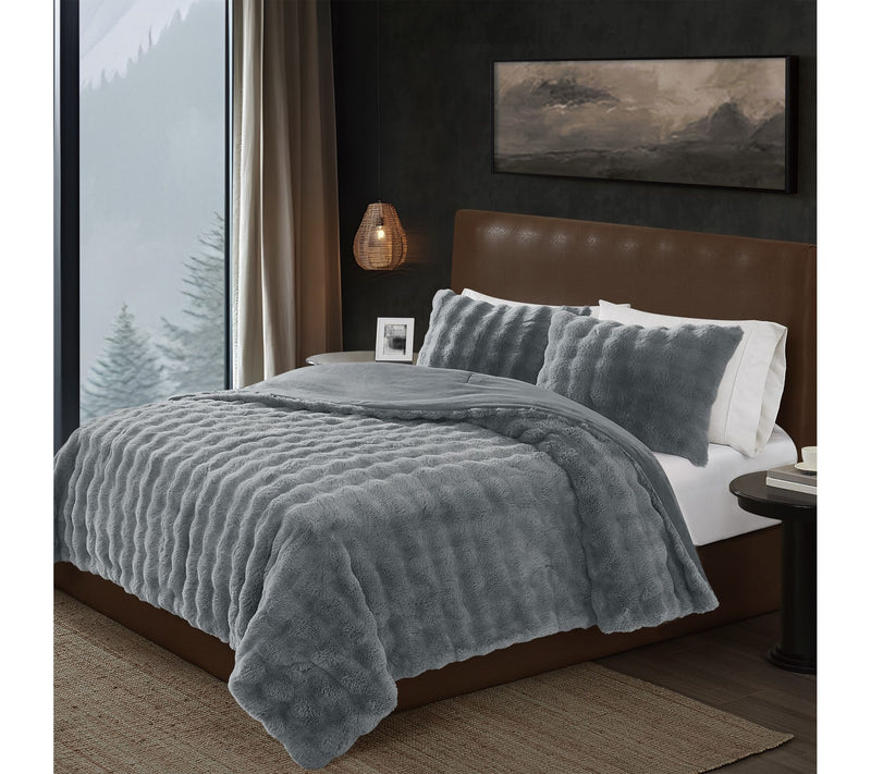 Frye Bubble Faux Fur King Comforter Set — View 10