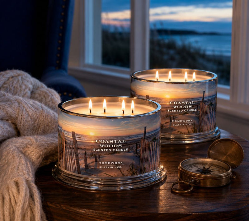 HomeWorx by Slatkin + Co. S/2 18oz Coastal Woods Candles — View 2