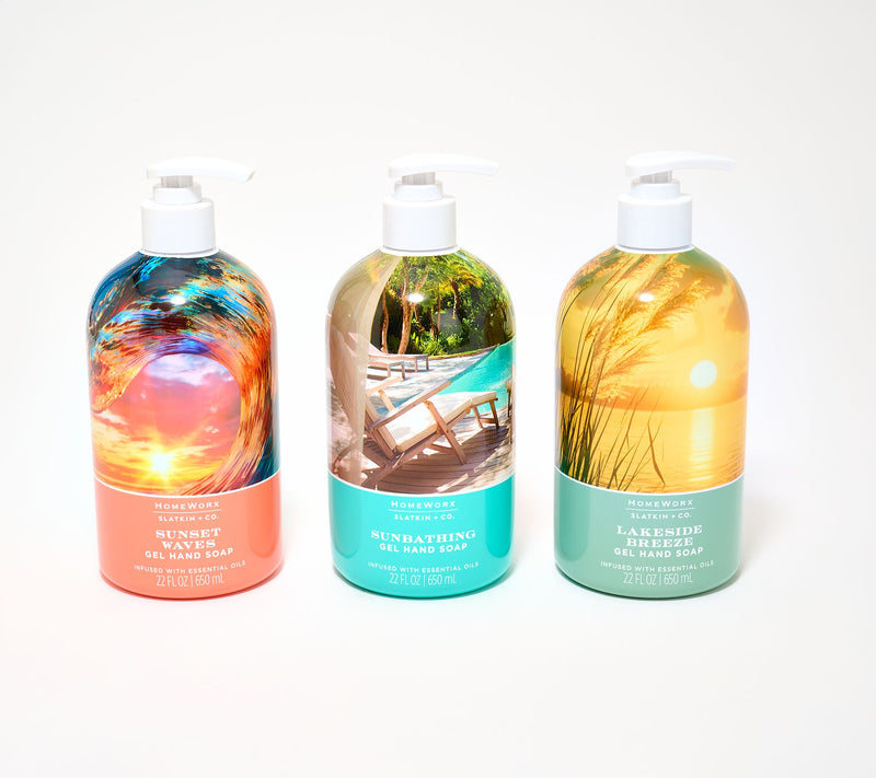 HomeWorx by Slatkin + Co. S/3 22oz Surfside Gel Hand Soaps — Main view