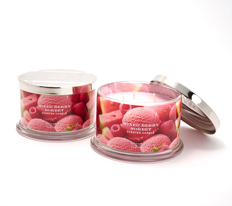 HomeWorx by Slatkin + Co. S/2 18oz Mixed Berry Sorbet Candles — Main view