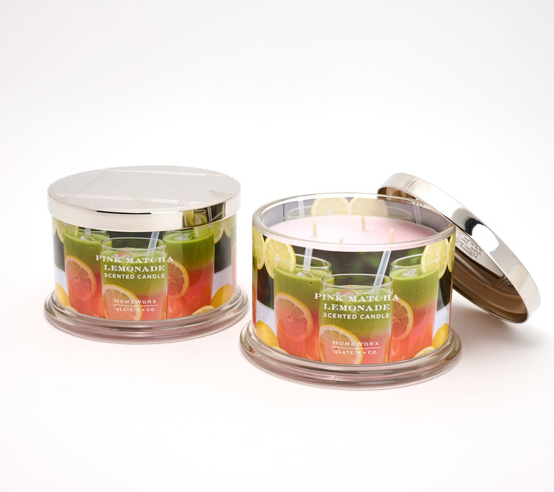 HomeWorx by Slatkin + Co. S/2 18oz Pink Matcha Lemonade Candles — Main view