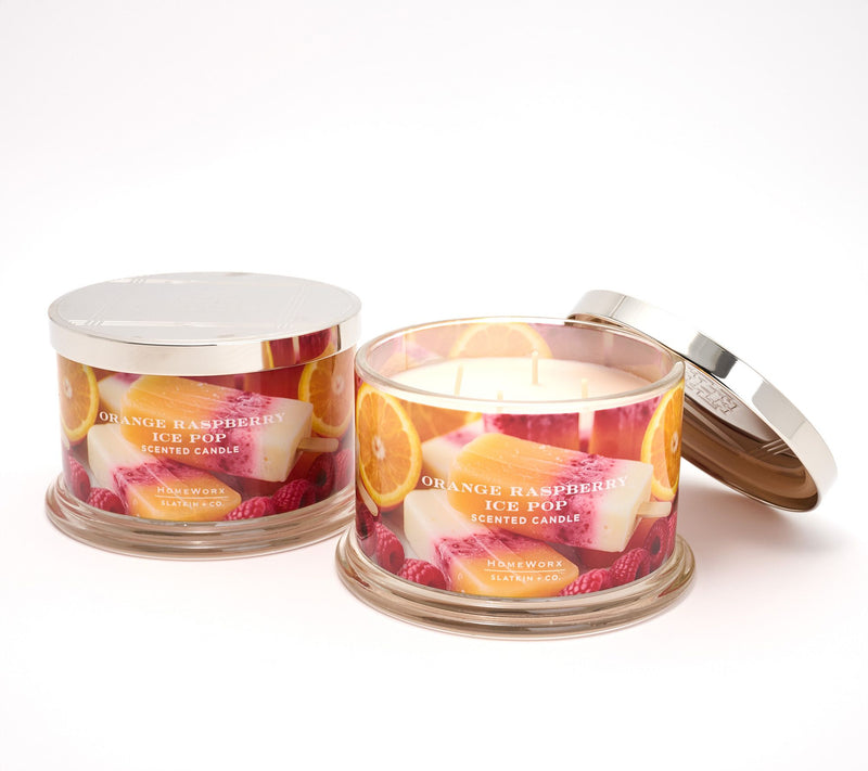 HomeWorx by Slatkin + Co. S/2 18oz Orange Raspberry Pop Candles — Main view