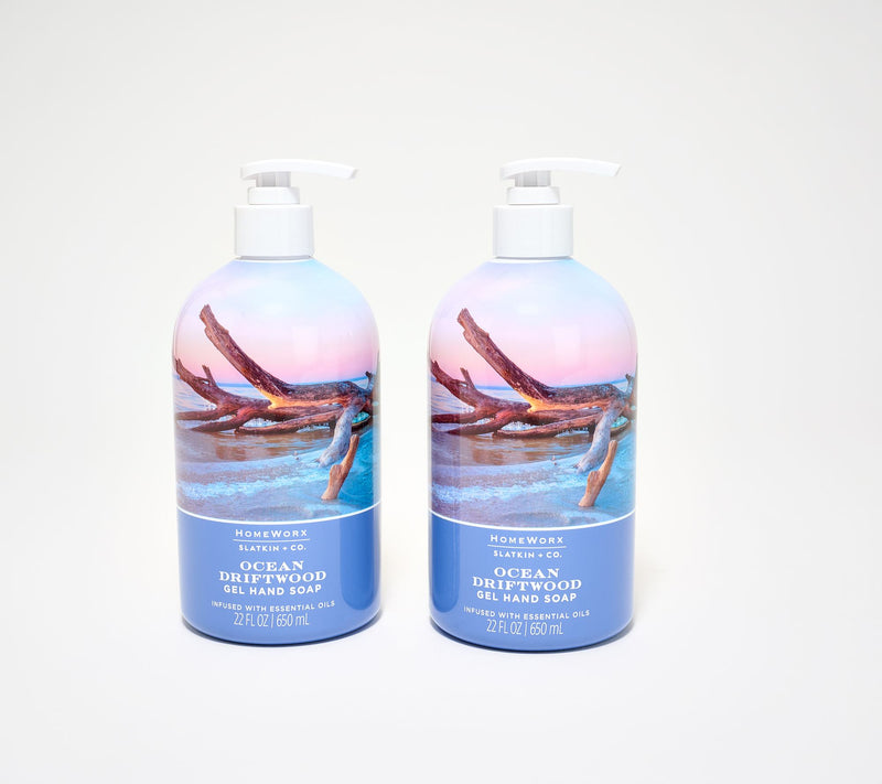 HomeWorx by Slatkin + Co. S/2 22oz Ocean Driftwood Gel Hand Soaps — Main view