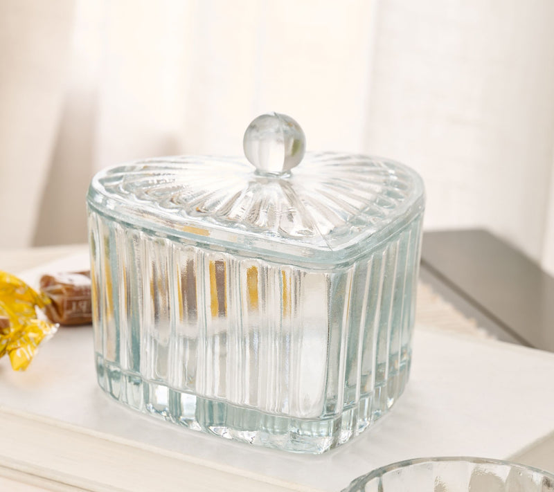 Home Reflections Set of 2 Glass Heart Candy Dishes w/ Lids — View 2