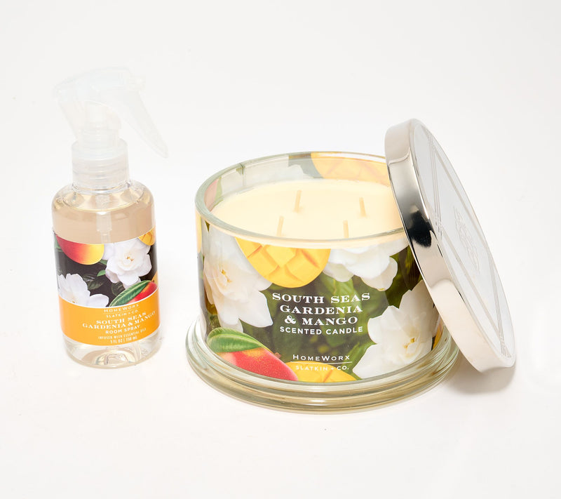 HomeWorx by Slatkin + Co. 18oz Candle & Room Spray Gardenia Mango — Main view