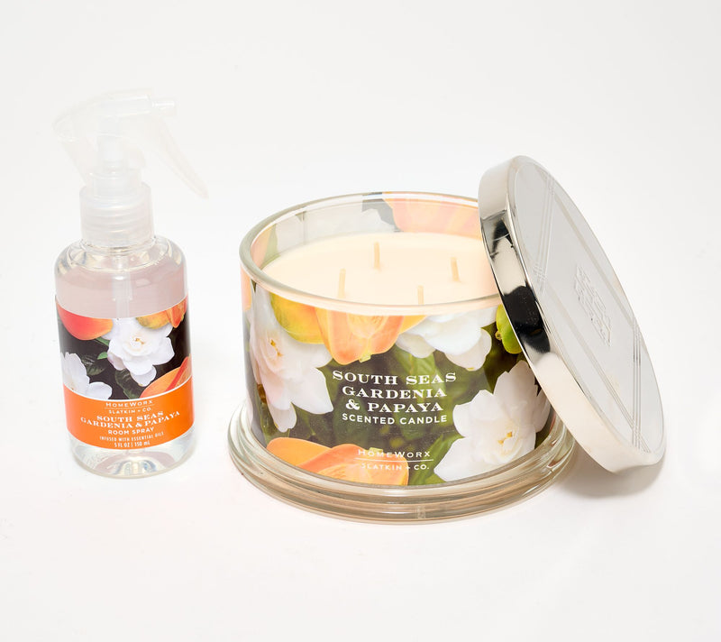 HomeWorx by Slatkin + Co. 18oz Candle & Room Spray Gardenia Papaya — Main view