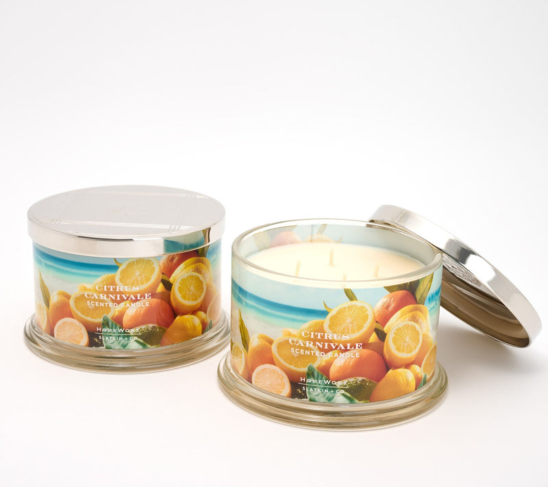 HomeWorx by Slatkin + Co. S/2 18oz Citrus Carnivale Candles — Main view