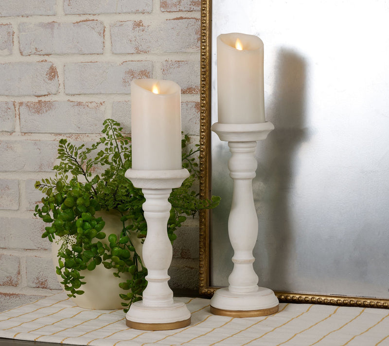 Home Reflections S/2 9" & 12" Pine & Wood Candle Holders — View 7