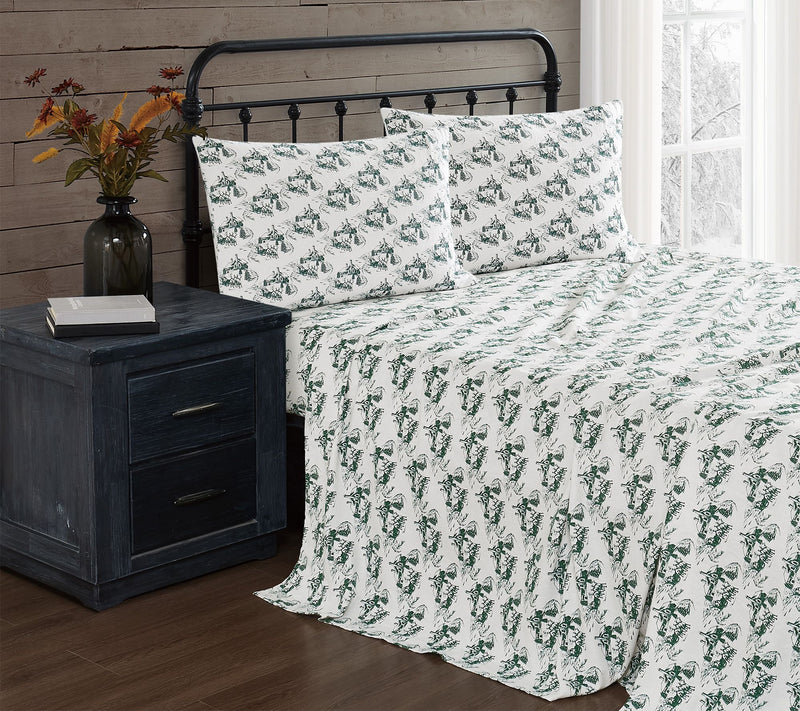 Truly Soft Festive Cottage Toile Queen FlannelSheet Set — Main view