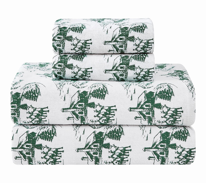 Truly Soft Festive Cottage Toile Queen FlannelSheet Set — View 3