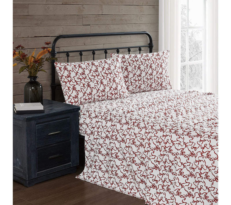 Truly Soft Ribbon and Bows Twin Flannel Sheet Set — Main view