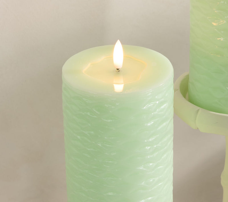 Set of 2 Textured Wax Flameless Pillar Candles by Kim Gravel — View 2