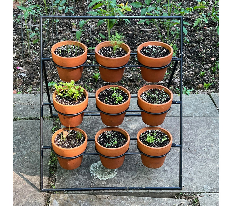 Kings County 9-Pot Plant Stand with 9 Terracott a Pots — View 10