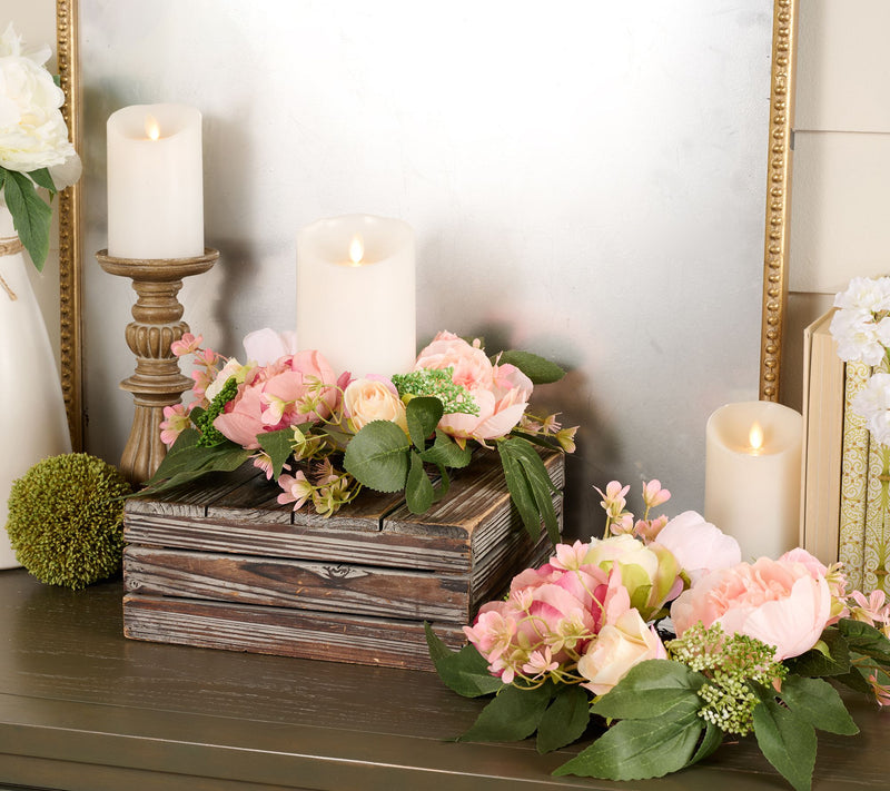 Set of 2 Rose and Greenery Candle Rings by Valerie — Main view