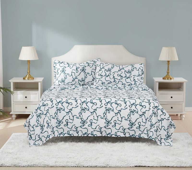 Truly Soft Printed Bow 4-Piece Queen Sheet Set — View 8