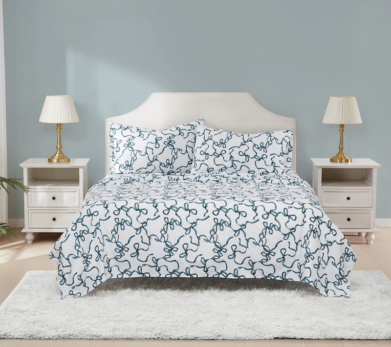 Truly Soft Printed Bow 4-Piece Queen Sheet Set — Main view