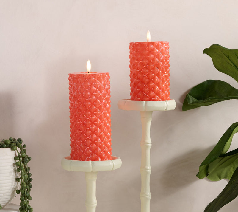 S/2 High Gloss Diamond Texture Flameless Candles by Kim Gravel — View 8