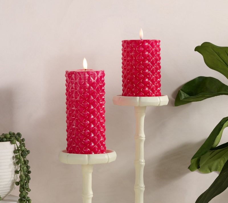 S/2 High Gloss Diamond Texture Flameless Candles by Kim Gravel — View 9