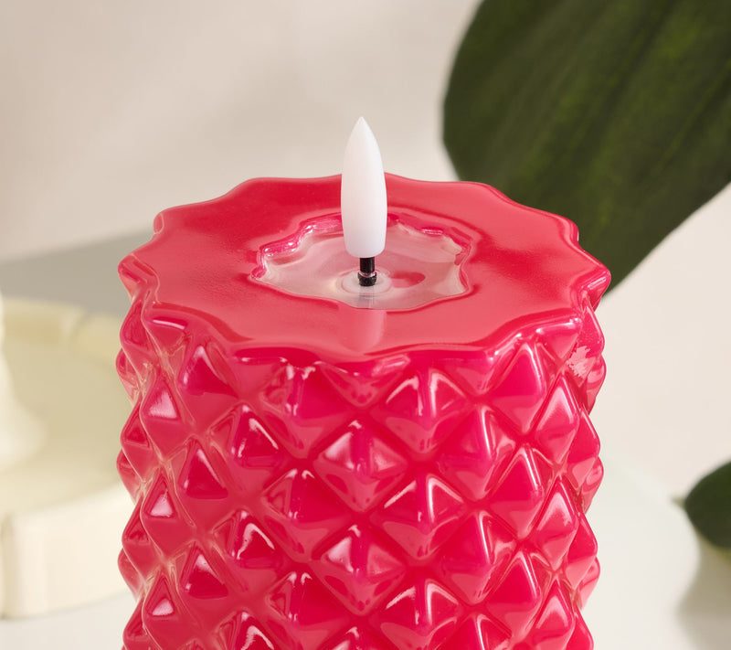 S/2 High Gloss Diamond Texture Flameless Candles by Kim Gravel — View 2