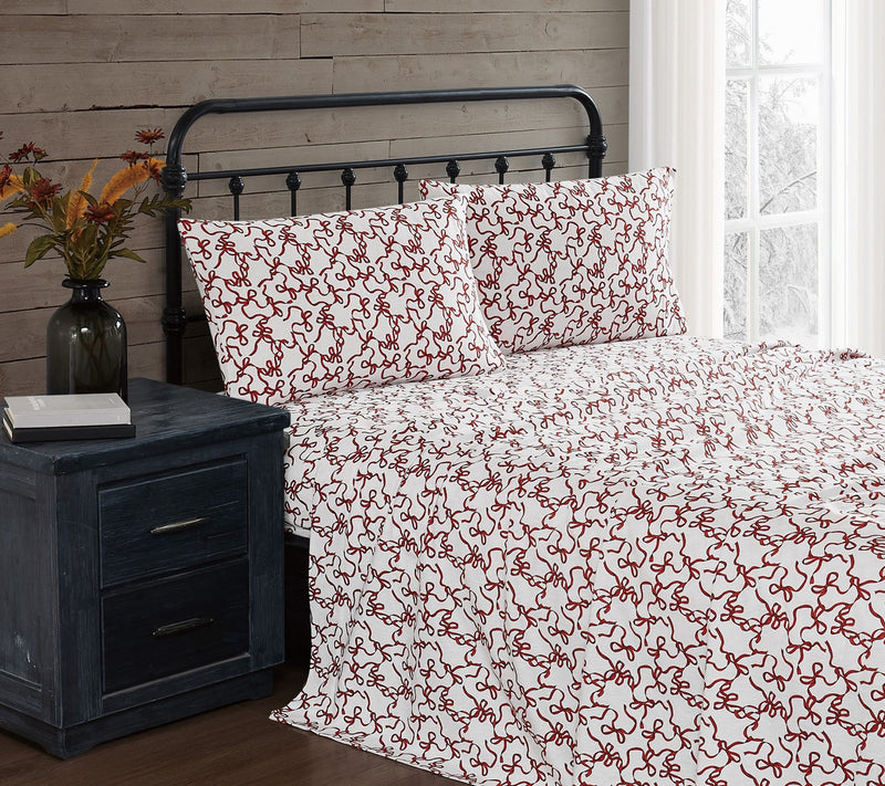 Truly Soft Ribbon and Bows Full Flannel Sheet Set — Main view
