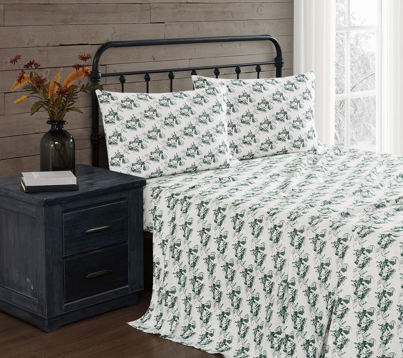 Truly Soft Festive Cottage Toile Twin Flannel Sheet Set — Main view