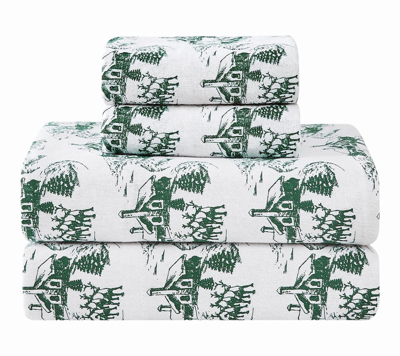 Truly Soft Festive Cottage Toile Twin Flannel Sheet Set — View 2