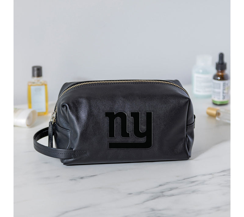 Evergreen Black Leather Toiletry Bag w/NFL TeamEmbossed Logo — Main view
