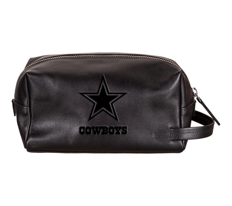 Evergreen Black Leather Toiletry Bag w/NFL TeamEmbossed Logo — View 4