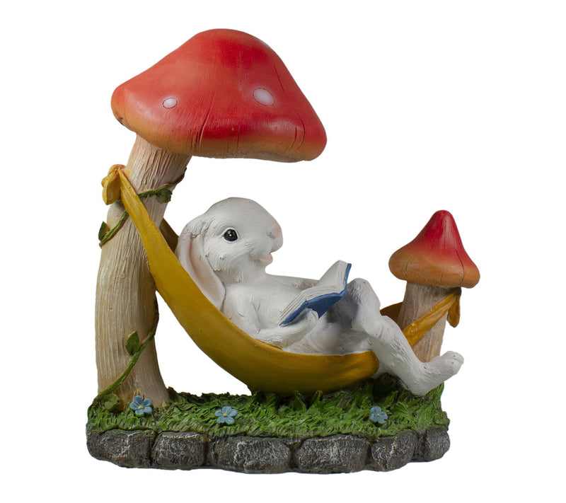 Northlight 11.75" White Bunny in Hammock Outside Garden Statue — Main view