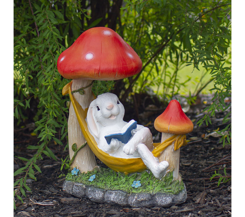 Northlight 11.75" White Bunny in Hammock Outside Garden Statue — View 2