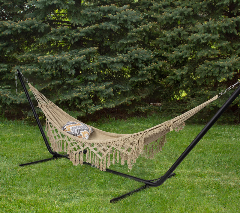 Northlight Macrame Hammock with Patterned Tassels 78" — View 2