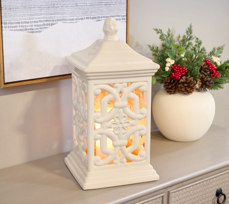 "As Is" 15" Flickering Flame Ceramic Lantern by Valerie — Main view