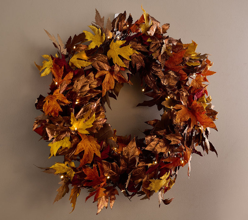 "As Is" 24" Golden Leaf Indoor/Outdoor Harvest Wreath by Kim Gravel — Main view