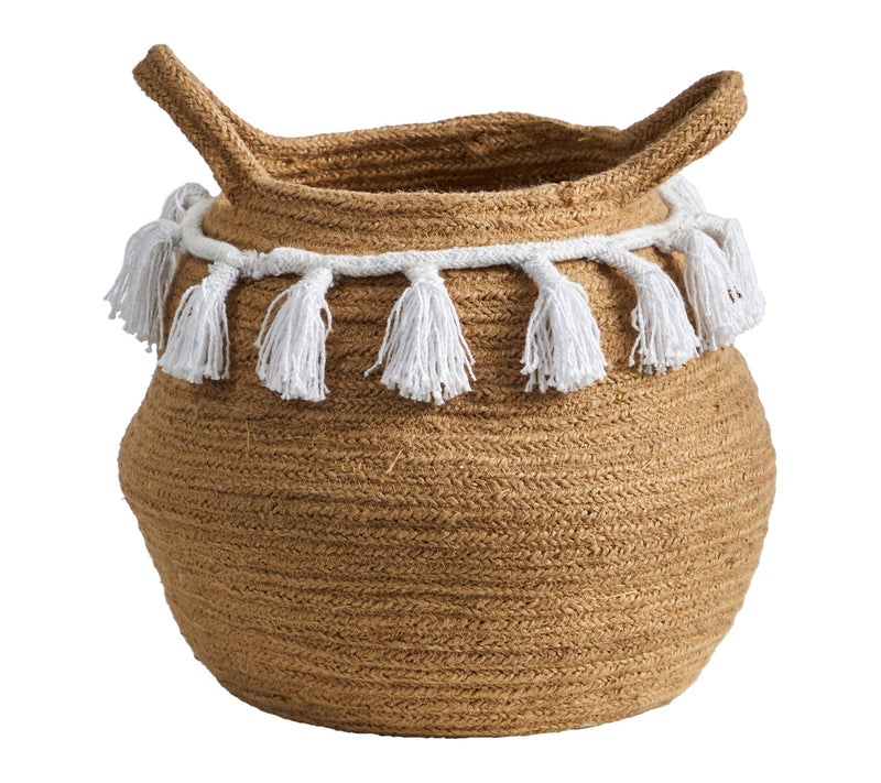 Nearly Natural 11" Boho Chic Handmade Planter with Tassels — Main view