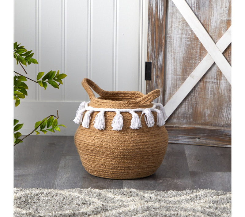 Nearly Natural 11" Boho Chic Handmade Planter with Tassels — View 4