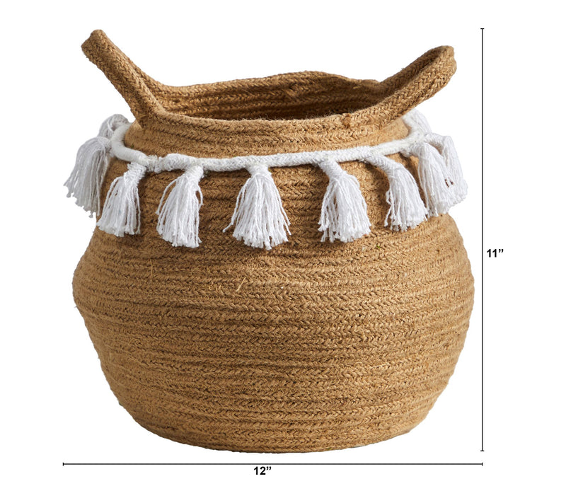 Nearly Natural 11" Boho Chic Handmade Planter with Tassels — View 2