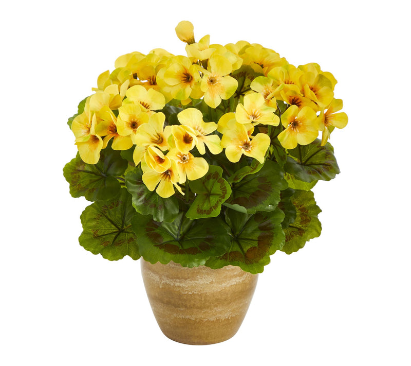 Nearly Natural 11" Geranium Plant in Ceramic Pl anter — Main view