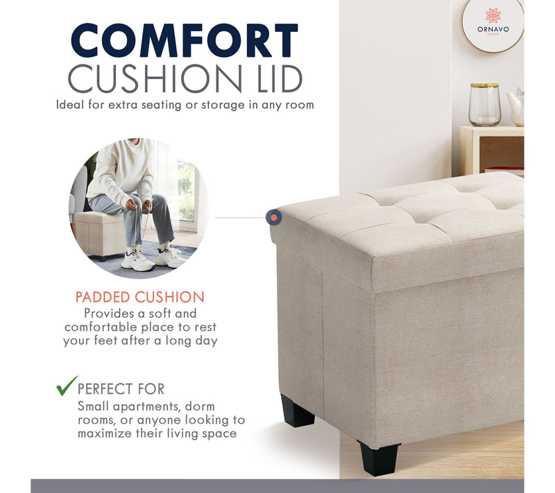Ornavo Home Rectangle Small Storage Ottoman with Legs — View 3