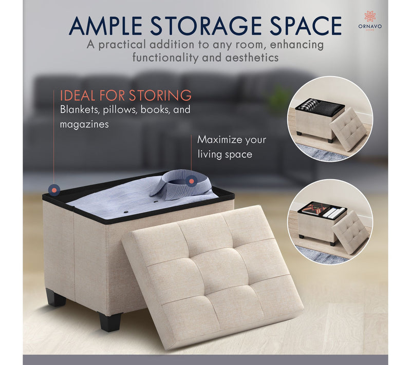 Ornavo Home Rectangle Small Storage Ottoman with Legs — View 6