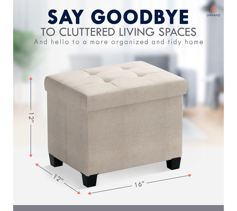 Ornavo Home Rectangle Small Storage Ottoman with Legs — View 2