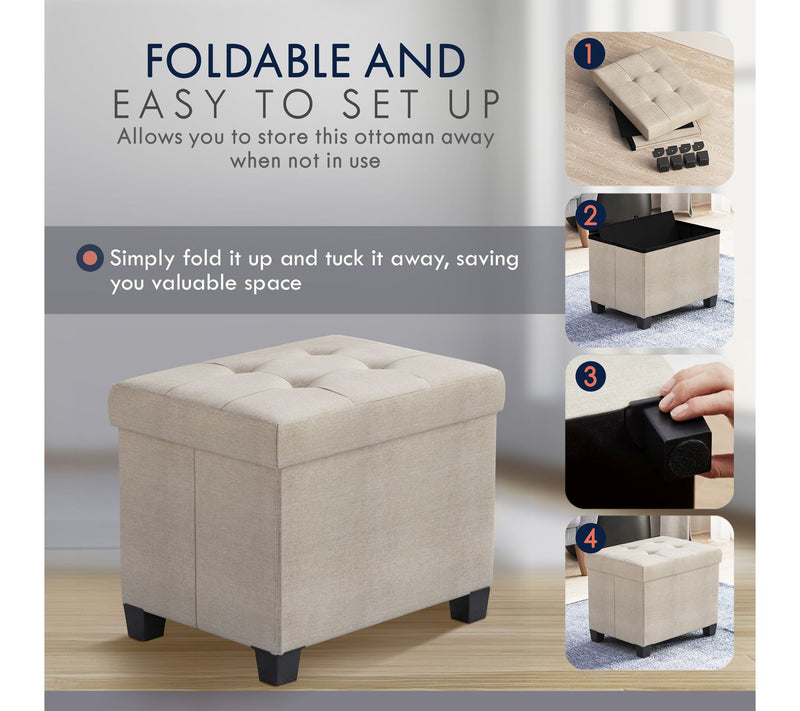 Ornavo Home Rectangle Small Storage Ottoman with Legs — View 4