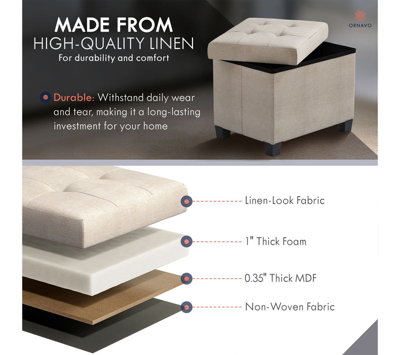 Ornavo Home Rectangle Small Storage Ottoman with Legs — View 5