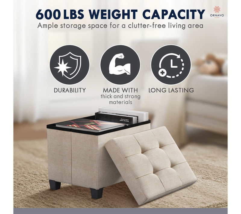 Ornavo Home Rectangle Small Storage Ottoman with Legs — View 7